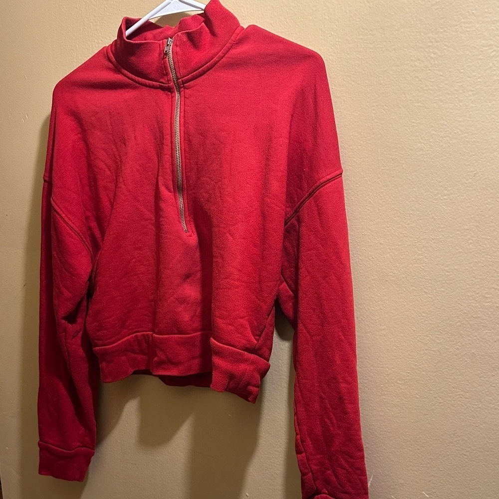 Reformation Crimson Half-Zip Sweatshirt